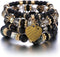 4Pcs Set Bohemian Heart Letters Declaration Crystal Stone Stretch Pendant Bracelets for Women Beaded Stackable Stretch Bracelet Colorful Charm Jew...