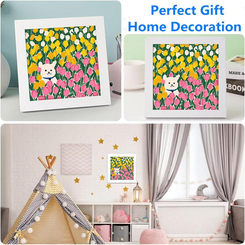 ZRIZQ Paint by Numbers for Adults Beginner Kids Ages 6-8-12 with Wooden Frame,Easy Paint by Numbers for Gift Home Decoration 8x8 Inch(Flowers 1)...