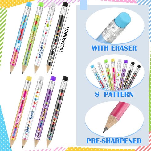 Woanger 72 Pcs Welcome Back to School Pencils First Day of School Pencils Fun Kindergarten Pencils Mini Pencils with Erasers Pencils Gifts for Kid...
