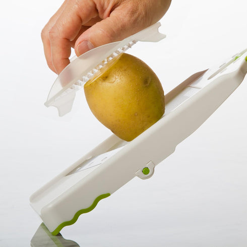 PrepSolutions Adjust-A-Slice & Julienne Mandoline, White & Green – Adjustable Slicer for Fruits and Vegetables...