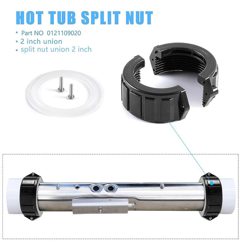 Pump Union Split Nut Repair Kit for Hot Tub Parts Pump Union 2" MBT - 0121109020 400-5301 Spa hot tub Split nut Pair w/Screws (1 Pack)...
