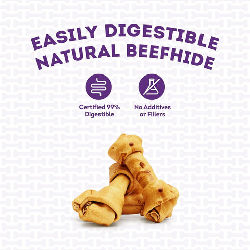 American Sourced Beefhide Bones 6-7" Dog Chew Treats - Chicken Flavor, 3 Count/1 Pack...
