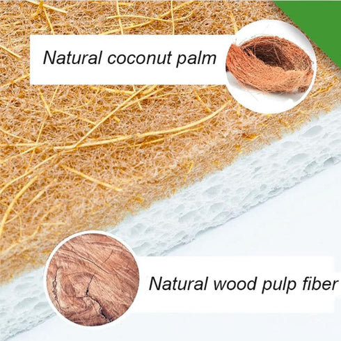 12PCS Natural Kitchen Sponges - Biodegradable Non-Scratch Cellulose and Coconut Fiber Sponge - Pack of 12 Compostable Sustainable and Durable Spon...
