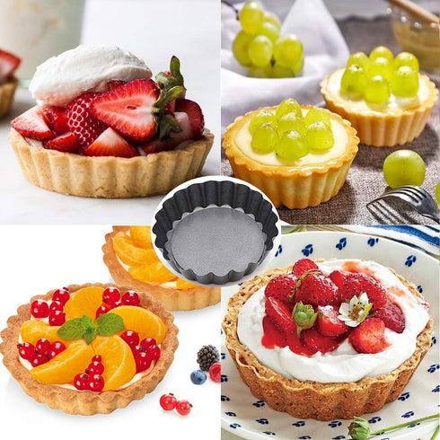 Mini Tart Pans, Nonstick 4 Inch Mini Quiche Pan Removable Bottom Tart Pan Set of 6 (4-Inch)...