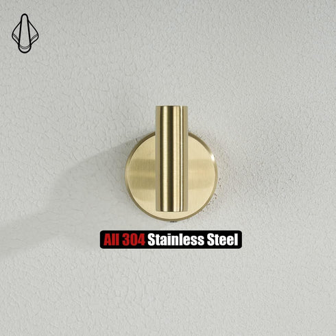 JQK Bathroom Towel Hook Brushed Gold, Brass Coat Robe Clothes Hook for Bathroom Kitchen Garage Wall Mounted (Pack of 2), SUS 304 Stainless Steel 0...