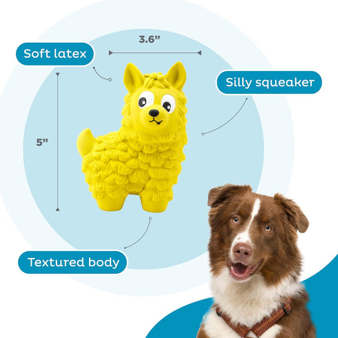 Outward Hound Tootiez Llama Grunting Latex Rubber Dog Toy, Large, Yellow...