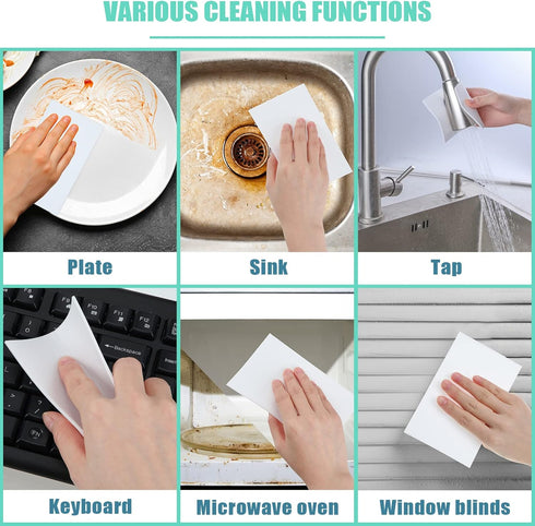 200 Pack Eraser Sheets Disposable Cleaning Sponge Thin Melamine Foam Sponge Eraser Nano White Eraser Wipes for Bathroom Kitchen Dish Furniture, Ha...