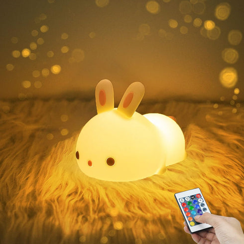 YOTOZU Cute Bunny Night Light, USB Rechargeable Cute Night Ligh with Touch Sensor and Remote Control 4 Modes 16 Colors Kid Night Light for Girls, ...