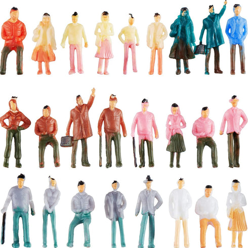 200 Pieces People Figurines 1:75 Scale Model Trains Architectural Plastic People Figures Tiny People Sitting and Standing for Miniature Scenes...