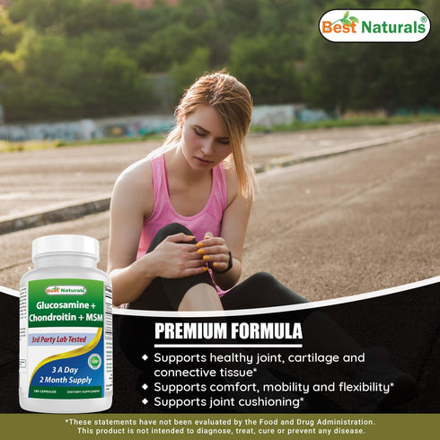Best Naturals Glucosamine Chondroitin and MSM (Non-GMO) - Promotes Joint Health - 180 Count...