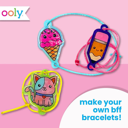 Ooly Shrink-Its! 24 PC DIY Shrinking Art Bracelet Kit That Creates BFF Bracelets, Includes 20 Plastic Pre Cut Charms and More! No Mess Art for Kid...