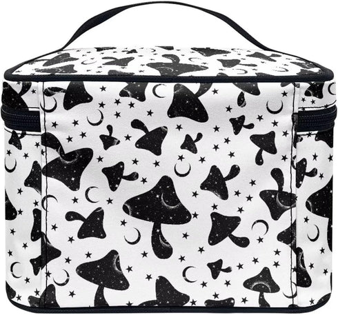 Gothic Mushroom Makeup Bag Large Opening Design Makeup Bag Cosmetic Organizer Storage Case Makeup Organizer Bag for Travel with Makeup Brushes Com...