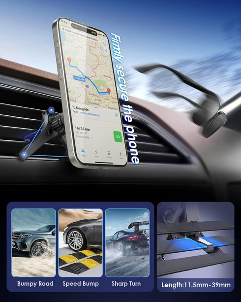pop-tech Car Vent Phone Mount: Cell Phone Holder for Thick Socket Grip & iPhone 15 Samsung Case Magsafe Card Holder, Universal Hook Clip Mount for...