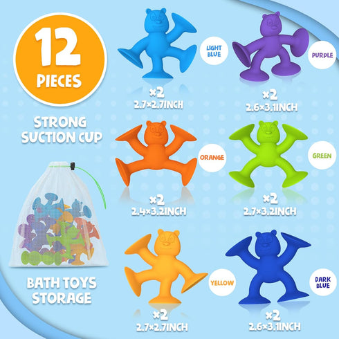 12pcs Baby Bath Toys, Toddler Bath Toys for Kid Bathtub Toys for Toddlers Baby Sensory Toys for Motor Skill Development Suction Cup Toys Montessor...