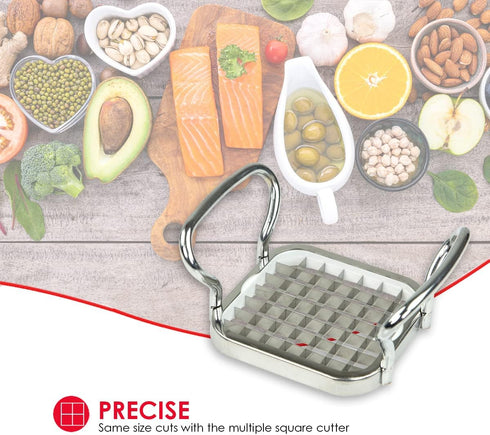 French Fry Cutter By Home Basics, French Fry Cutter Stainless Steel French Fry Slicer | With Easy Grip Handles,Silver...