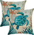 ULOVE LOVE YOURSELF Sea Turtle Throw Pillow Case Mediterranean Style Sea Theme Decorative Square Cotton Linen Cushion Cover for 18 X 18 Inch Pillo...