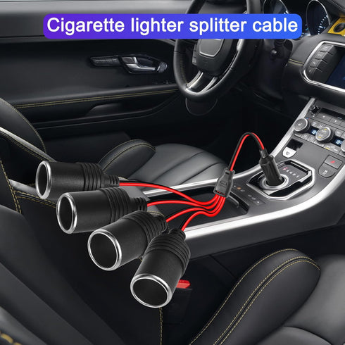 1 to 4 Car Cigarette Lighter 12v 24v Power Charger Adapter 4 Way Socket Car Cigarette Lighter Splitter Extension Cable 13AWG with 20A Fuse- 1FT/0....
