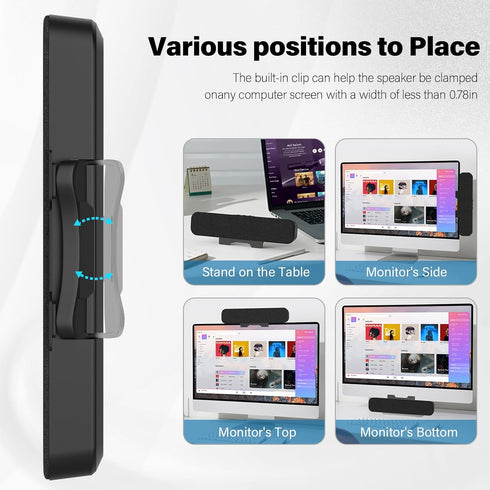 Computer Speakers for Desktop Pc, Monitor Speakers for Laptop,Pc Speakers with Loud Sound,Volume Control Easily Clamps to Monitors(USB-C to USB Ad...