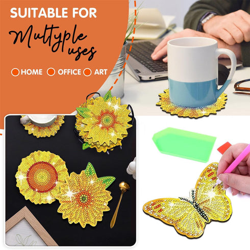 10 pcs Diamond Painting Coasters | Diamond Art Coasters | Sunflower Diamond Art Painting | Perfect Art Craft Gift for Sunflower Lover, Dad, Mom, G...