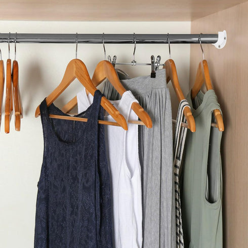 Closet Rod Bracket 6 Pack Stainless Steel Closet Rod Holders with Screws, Heavy Duty Closet Rod End Support for Wardrobe Curtain Shower, White U-S...