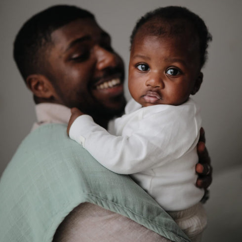 mushie Muslin Baby Burp Cloths | 100% Organic Cotton, Set of 2 (Roman Green/Fog)...