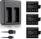 VVHOOY 3 PCS 1050mAh Rechargeable Action Camera Battery Pack Dual Battery Charger Compatible with AKASO EK7000 EK5000 Brave 4/ DBPOWER EX5000/EKEN...