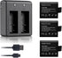 VVHOOY 3 PCS 1050mAh Rechargeable Action Camera Battery Pack Dual Battery Charger Compatible with AKASO EK7000 EK5000 Brave 4/ DBPOWER EX5000/EKEN...