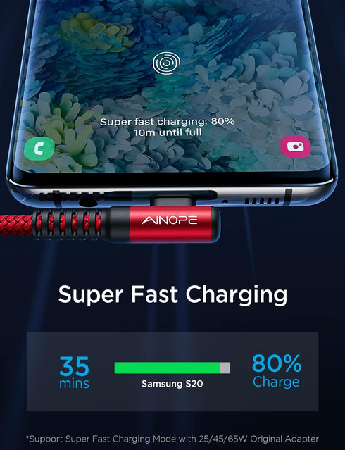 AINOPE 100W USB C to USB C Cable (6.6ft/6.6ft/10ft),Chubby Cable USB C,USBC to USBC Cable Fast Type C Charging Cable Fits for iPhone 15,MacBook Ai...