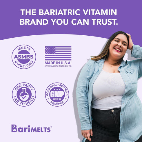 BariMelts Bariatric Calcium Citrate with Vitamin D3 and Magnesium - 1 Month Supply (120 Smooth-Dissolving Tablets) - Post-Op Bariatric Vitamins...