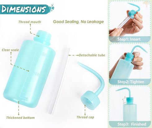 Melphoe Tattoo Wash Bottle Squeeze 3Pcs 250ml Squirt Bottle Succulent Watering Can, Safety Rinse Bottle, Plastic Squeeze Medical Lab Washing Bottl...