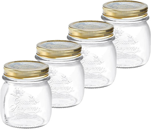 Bormioli Rocco Quattro Stagioni set of 4 Clear Airtight Mason Jars, 8.5 Oz. Made from BPA Free Durable Glass, Made In Italy....