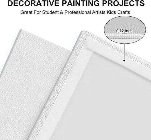 Canvas Panels 4x4 Inch 12-Pack, 10 oz Primed 100% Cotton White Blank Small Canvases for Painting, Square Flat Canvas Board for Oil Acrylics Waterc...