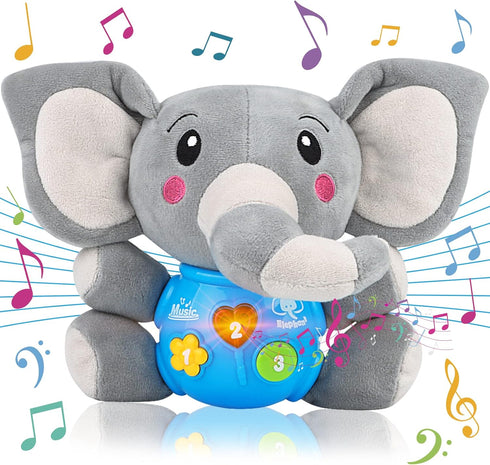 Plush Musical Baby Toys?Cute Elephant Toys for 3-6-12 Months Boys & Girls, Cute Stuffed Animal Infants Baby Toy? Elephant Baby Stuff?Toys for Infa...