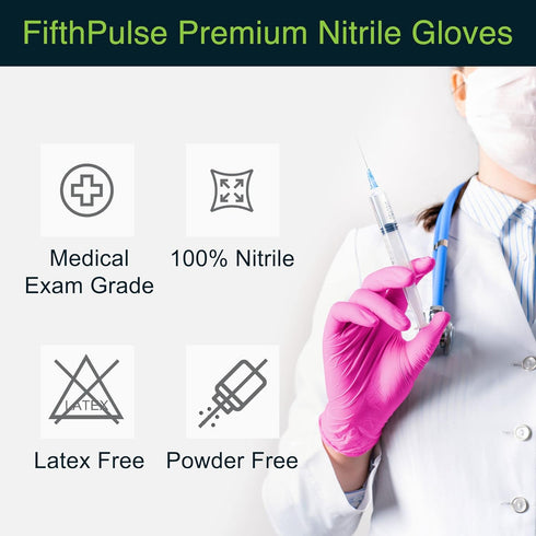Fuchsia Hot Pink Nitrile Disposable Gloves - 50 Count - 3 Mil Nitrile Gloves Small - Powder and Latex Free Rubber Gloves - Surgical Medical Exam G...