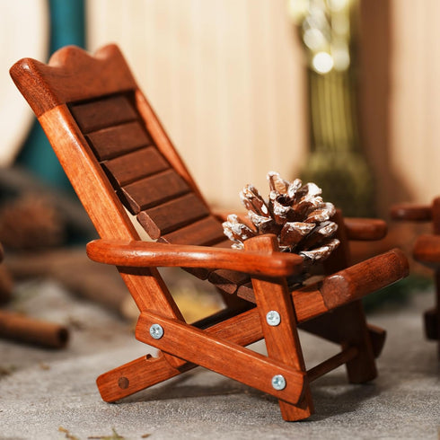 Wood Cell Phone Stand,Wooden Folding Chair,Cute Phone Holder Compatible with iPhone 15 Pro Max 14 Plus 13 12 se,Natural Wood Smartphone Holder for...