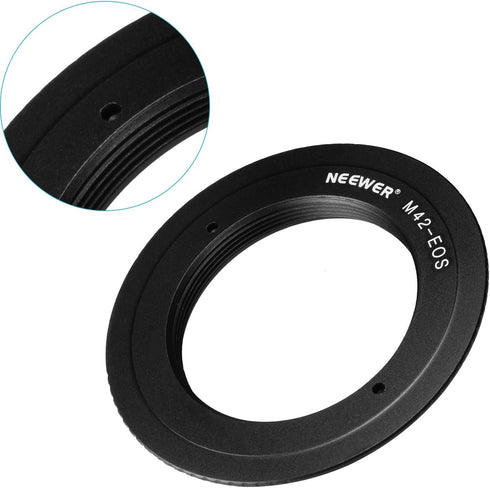 Neewer Aluminum Alloy Lens Mount Adapter for M42 Lens to Canon EOS Camera, Such as 1d/1ds, Mark II, III, 5D, Rebel xt, xti, T2i, and More - Black...
