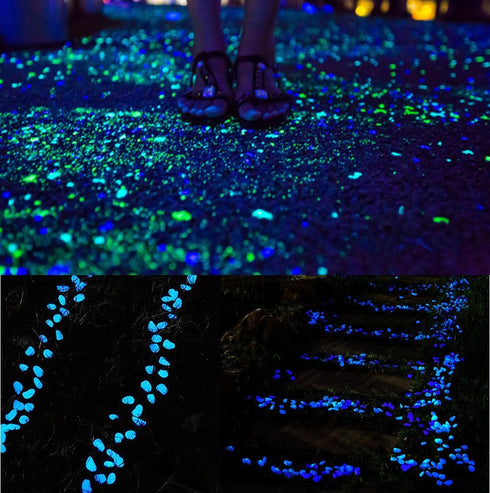 100 Pcs Glow in The Dark Garden Pebbles for Walkways and Decor in Blue...