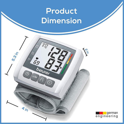 Beurer Wrist Blood Pressure Machine with Adjustable Blood Pressure Cuff - Automatic & Digital Wrist Blood Pressure Monitor, 2x60 Memory Reading, X...