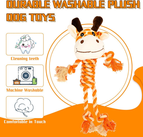 Dog Toys, Tough Dog Toys for Puppies and Small-Medium Dogs, Tug of War Dog Toy, Plush Stuffed Animals for Dogs, Rope Dog Toys for Teething and Che...