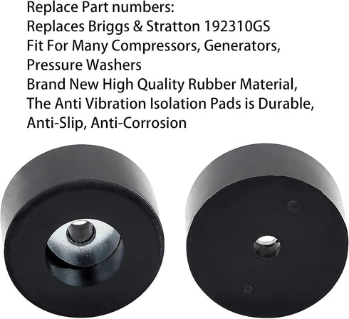 192310GS Air Compressor Anti Vibration Foot Pad Rubber Feet Foot Mount Fit for Many Compressors, Generators, Pressure Washers,Powermate Sanborn 09...