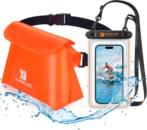 Noctilucent Water Proof Phone Pouch Waterproof Phone Case 7.3" and Waterproof Waist Pouch 7.5" Combo Phone Dry Bag Dry Pouch Small Dry Bag Beach S...