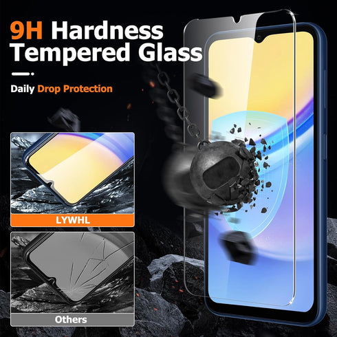 LYWHL 3 Pack for Samsung Galaxy A15 5G Screen Protector, Tempered Glass Film with Easy Install Frame Accessories, 9H Hardness Anti-Scratch Touch S...