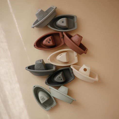 mushie Stackable Bath Boats Toy (Original) | Floating Bathtub Toys for Baby & Toddler, Set of 5 | Made in Denmark...