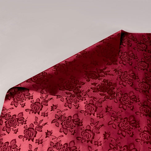 60" Wide Brick Red Satin Floral Jacquard Fabric Shiny Silky Satin Fabric by The Yard for Table Runner?Napkins?Wedding?Dress?Bedding Sheet,DIY Craf...