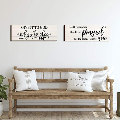 Maitys I Still Remember The Days I Prayed Give It to God Hanging Wall Decor Wooden Letters Bedroom Wall Hanging Sign for Farmhouse Living Room Hom...