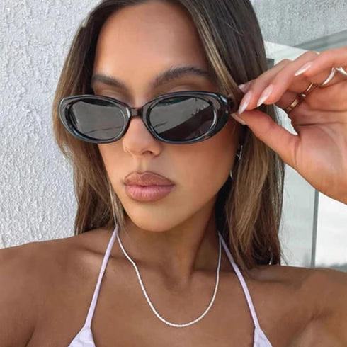 Vintage Small Oval Sunglasses for Women Men 90s Sunglasses Narrow Eyeglasses UV400 Protection 2 Pack...