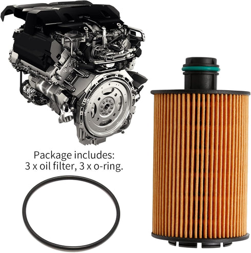 68229402AA Engine Oil Filter with O-ring Element Replacement for Ram 1500 Jeep Grand Cherokee2014-2020 for 68109834AA(3Pcs)...