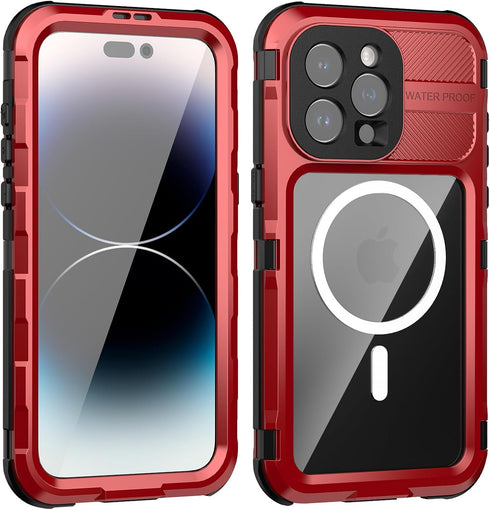 Designed for iPhone 15 Pro Max Metal Waterproof Case with Built-in Screen Protector, Metal Tough Cover Shockproof Dustproof Sturdy Durable Protect...