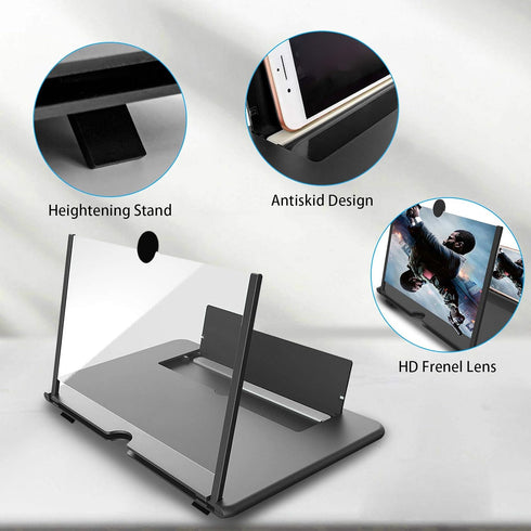 14 inch Screen Magnifier for Cell phone 3D Magnifier Screen Enlarger for Movies,Videos,Reading,Gaming-Screen Amplifie with Foldable Phone Stand Ho...