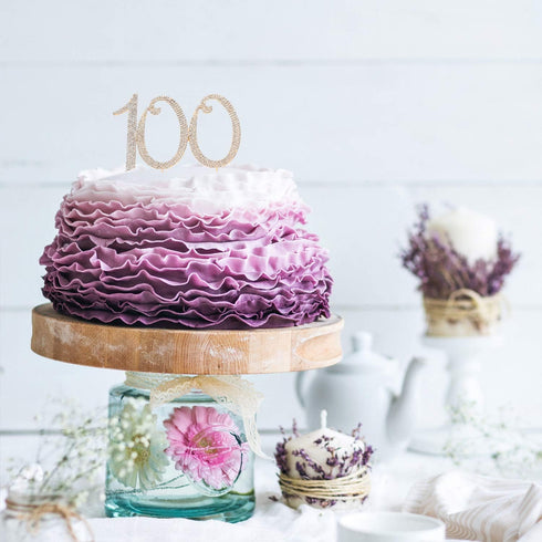 100 Years Birthday Cake Topper - New Best Crystal Rhinestone 100th Wedding Anniversary Or 100 Years Old Cake Topper Party Decoration Gold...